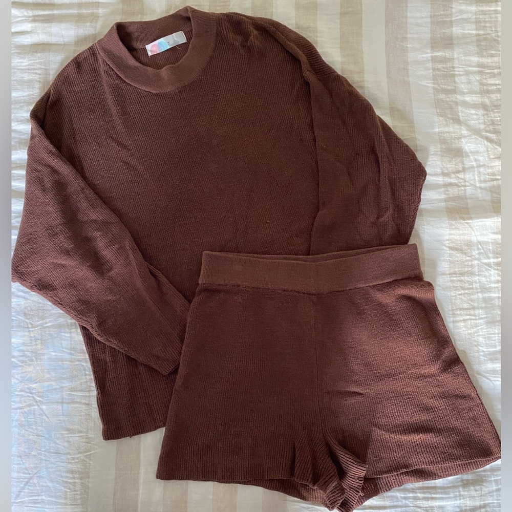 Free People Malibu Surf Sweater Set in Mulberry, size Medium